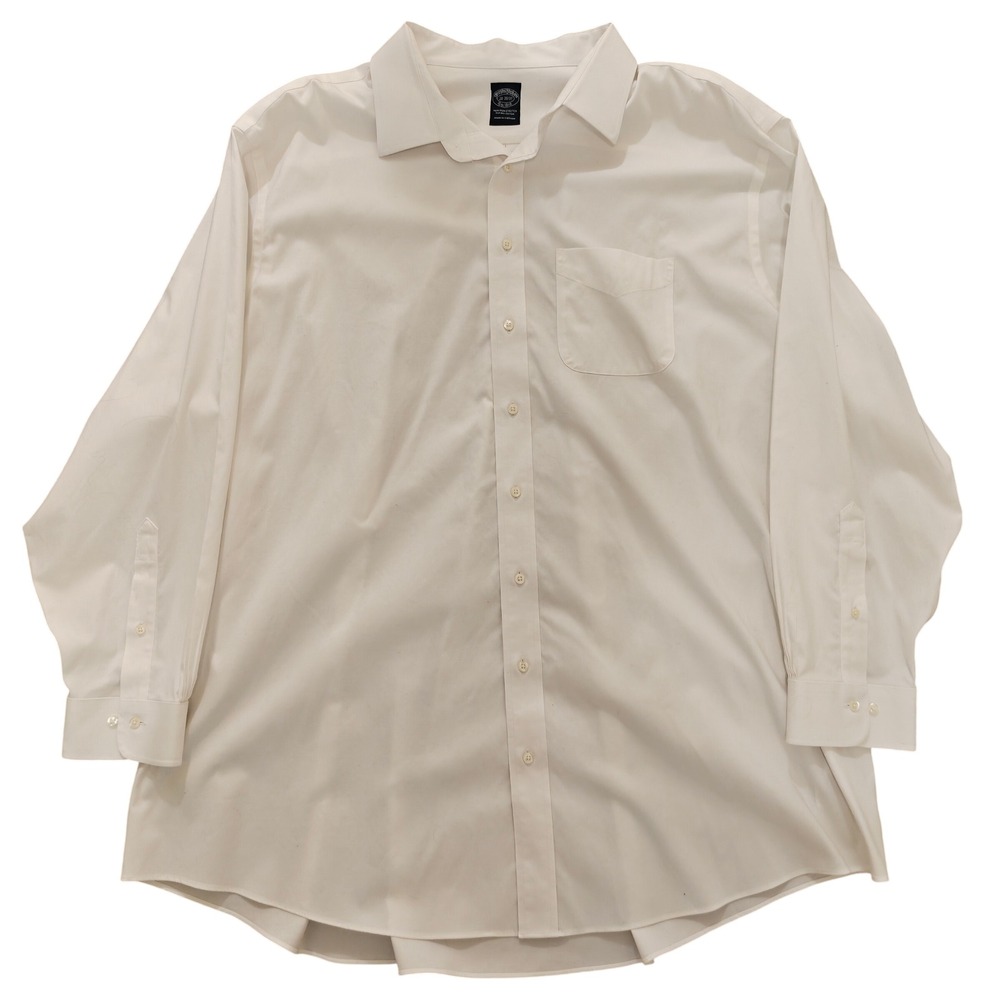 Brooks Brothers Madison Fit Non-Iron Supima Cotton White Dress Shirt 20 36/37 - Picture 1 of 7